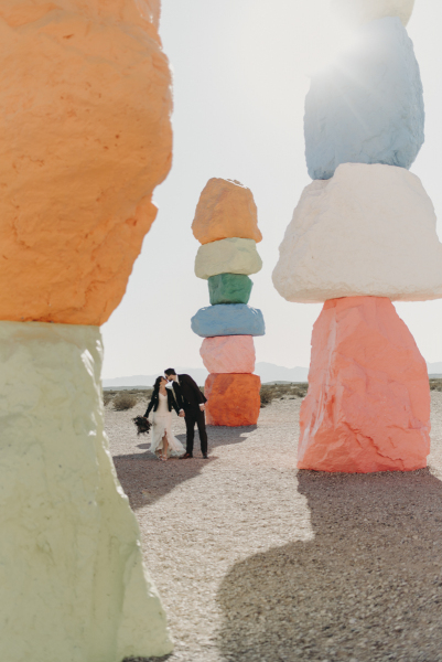 Chantal + Jacob's wedding at 7 Magic Mountains, Las Vegas.