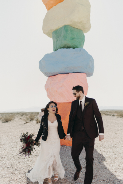 Chantal + Jacob's wedding at 7 Magic Mountains, Las Vegas.