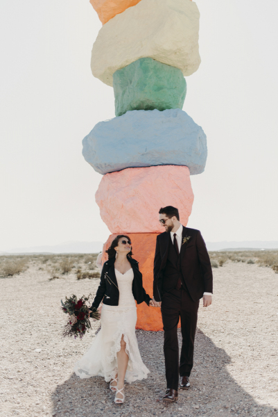 Chantal + Jacob's wedding at 7 Magic Mountains, Las Vegas.