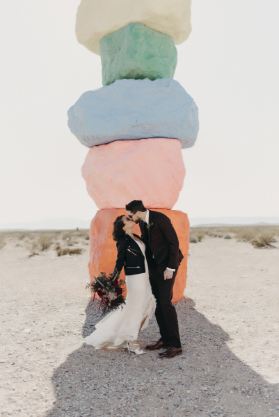 Chantal + Jacob's wedding at 7 Magic Mountains, Las Vegas.
