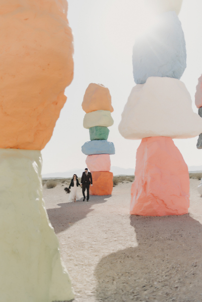 Chantal + Jacob's wedding at 7 Magic Mountains, Las Vegas.