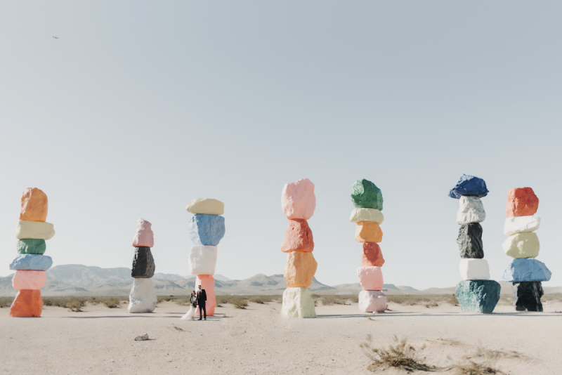 Chantal + Jacob's wedding at 7 Magic Mountains, Las Vegas.