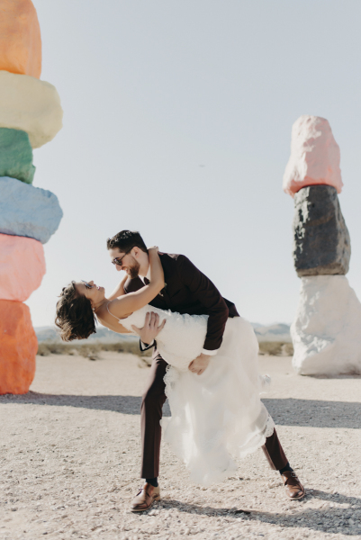 Chantal + Jacob's wedding at 7 Magic Mountains, Las Vegas.