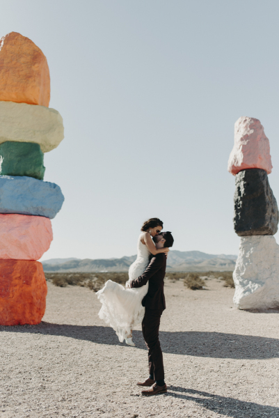 Chantal + Jacob's wedding at 7 Magic Mountains, Las Vegas.
