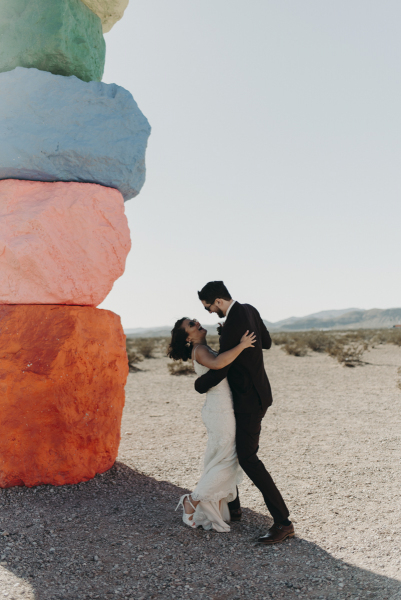 Chantal + Jacob's wedding at 7 Magic Mountains, Las Vegas.