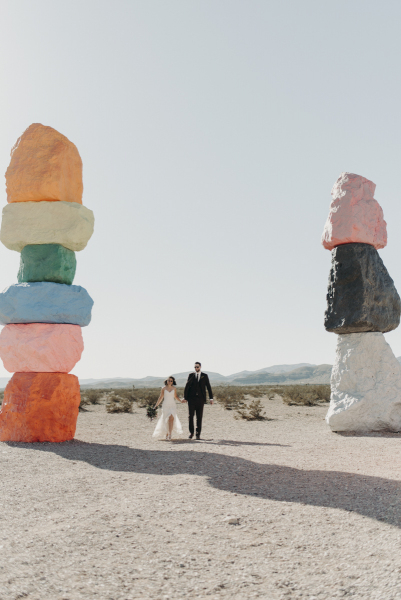 Chantal + Jacob's wedding at 7 Magic Mountains, Las Vegas.