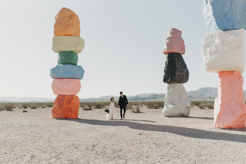 Chantal + Jacob's wedding at 7 Magic Mountains, Las Vegas.